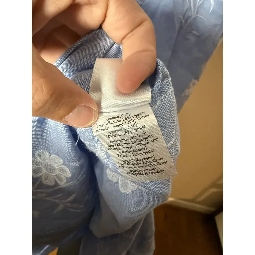 Rachel Parcell Blue Embroidered Sleeveless Midi Dress with White Lace Trim